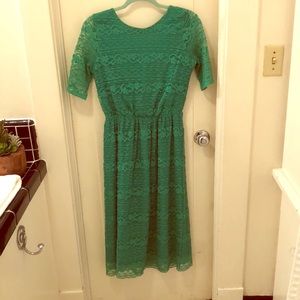 Green ASOS Lace Midi Dress